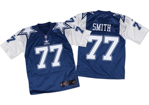 Men's Elite Tyron Smith Nike Jersey Navy/White - #77 Throwback NFL Dallas Cowboys